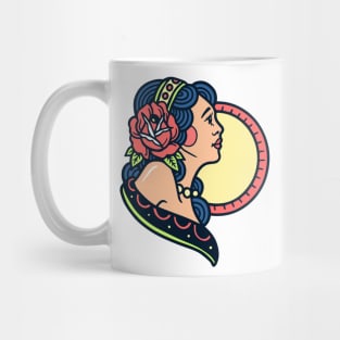 Traditional Retro Girl With Rose On Her Hair Mug